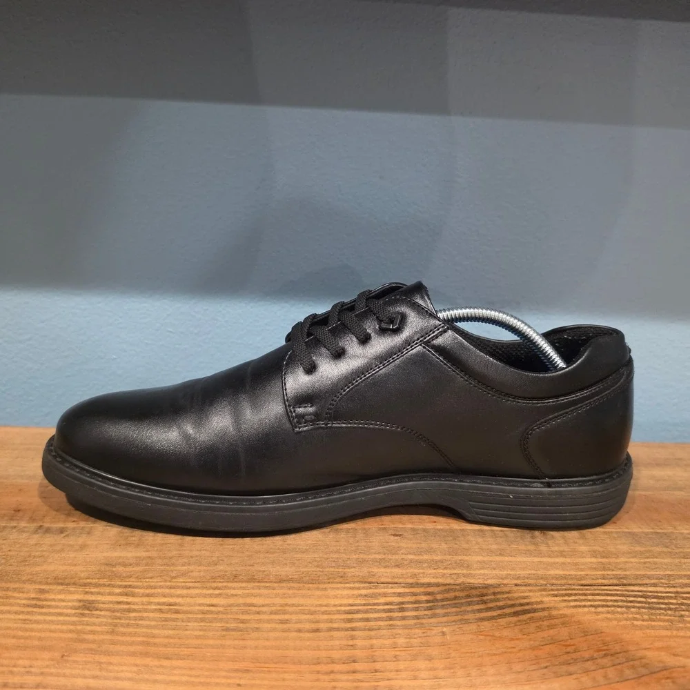 Nunn Bush Mens Wade Work Oxford Black Leather Slip‎ Resistant Shoes Size 11